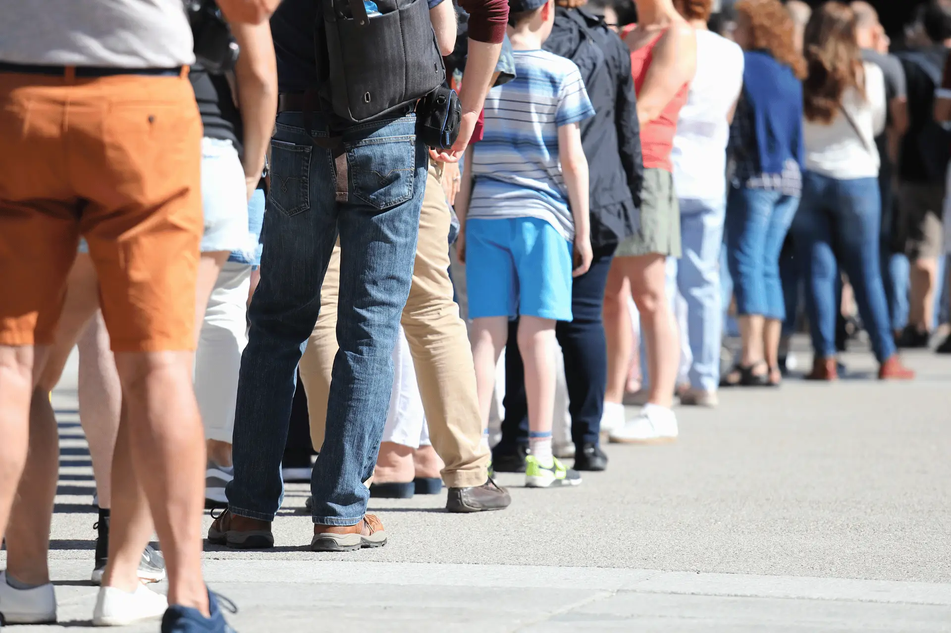 long line of people waiting for customer event