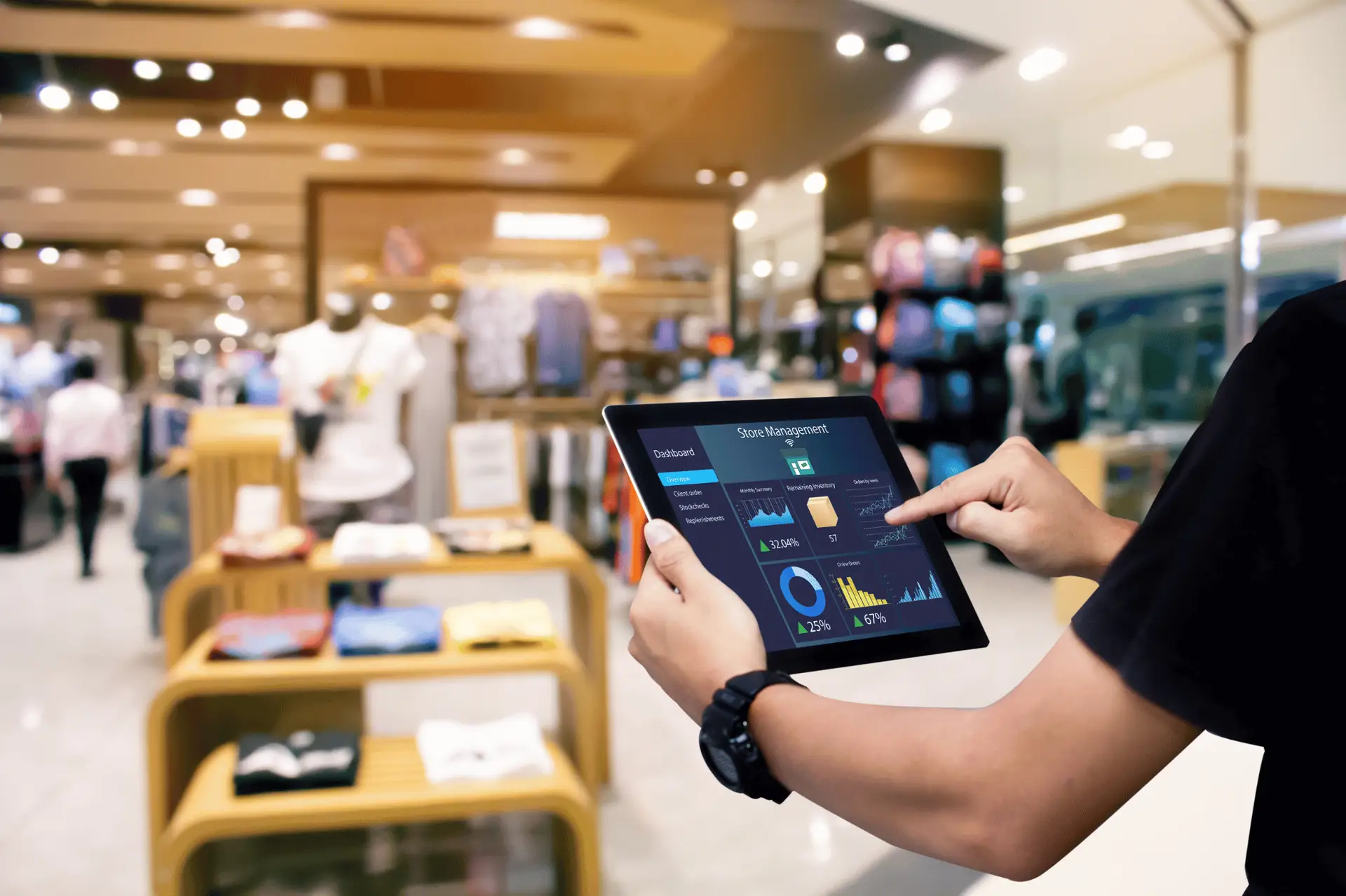 a person managing labels for multiple store locations